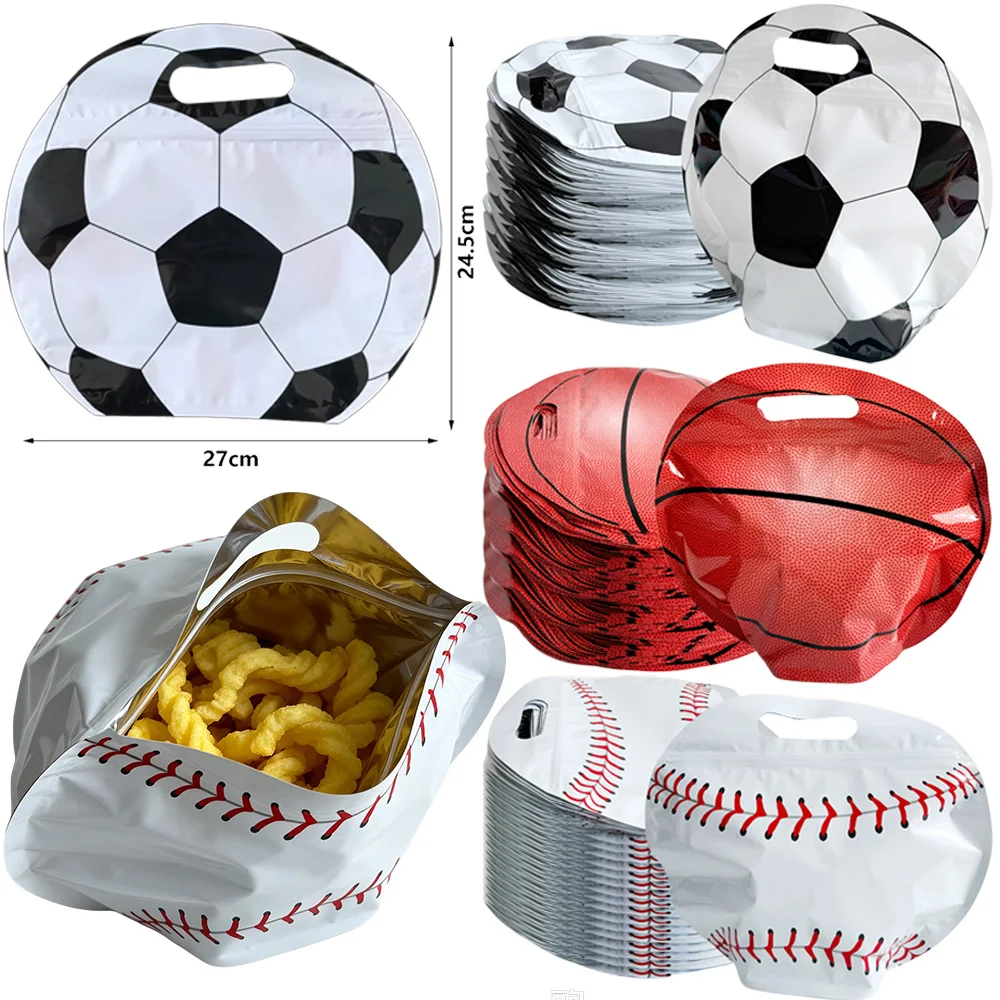 2-32 Stück Sport-Geschenktüten mit Griff, versiegelte, stehende Süßigkeitenbeutel, Fußball-, Basketball-, Snacktüten, Geburtstagsparty-Geschenk