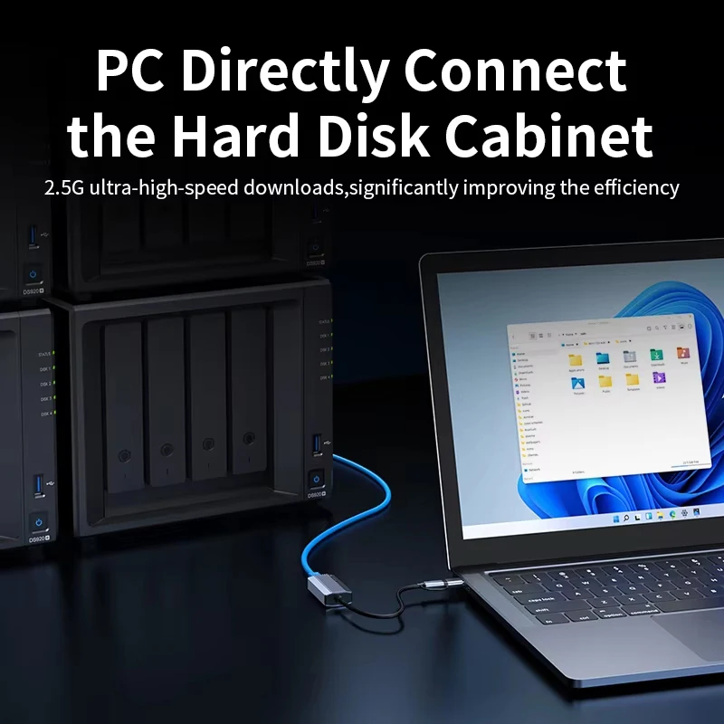 2500Mbps Ethernet Adapter 2.5G USB 3.0 & Type C to Rj45 Network Card for Laptop PC NAS Server Windows Mac OS Internet