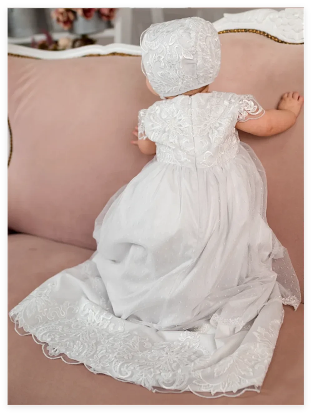 Vestidos blancos de flores para niña, Apliques de encaje con lazo, manga corta para banquete, fiesta de cumpleaños, vestidos de primera comunión