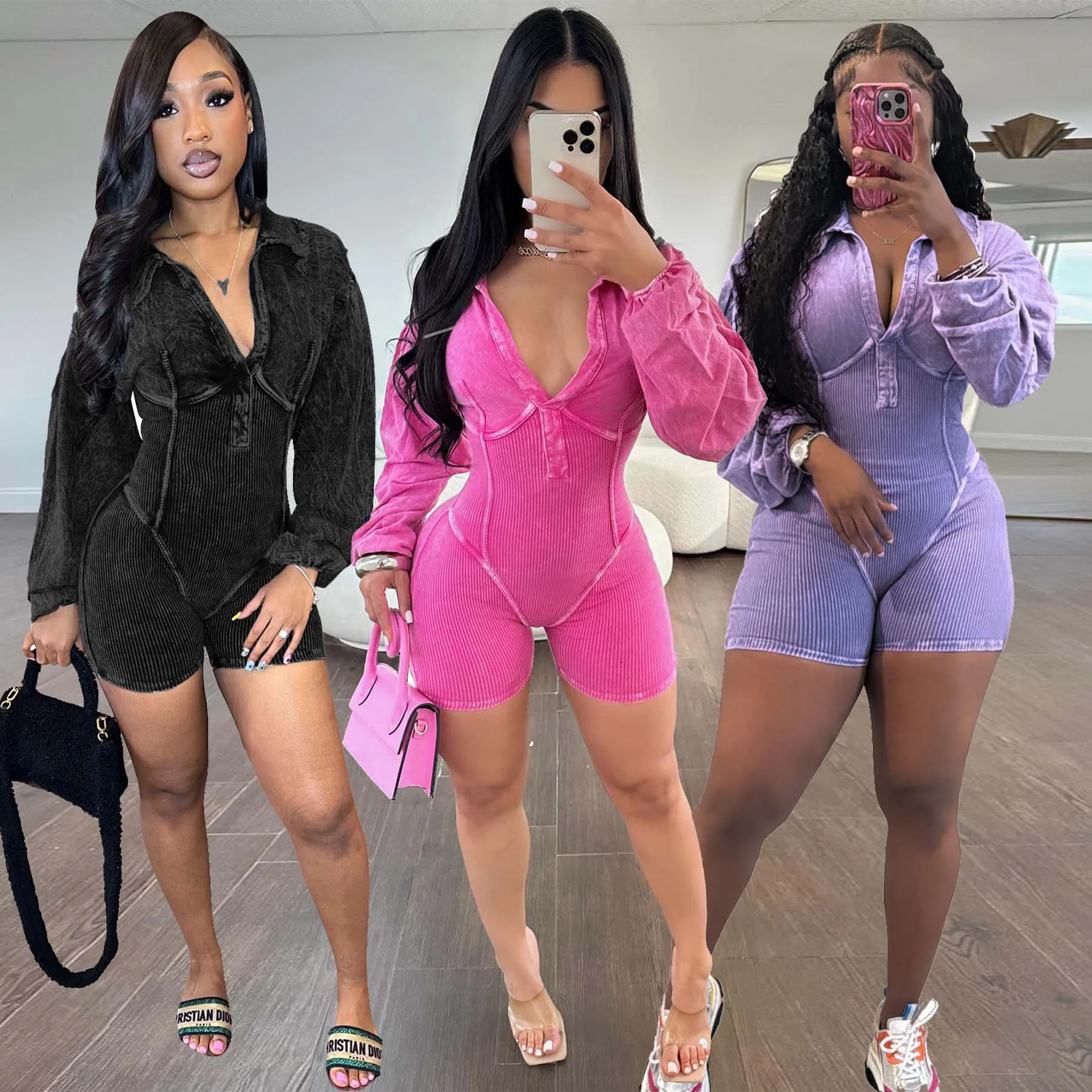 Sexy Ribbed One Piece Jumpsuits 2024 Summer Fall Clothes Women Y2K Streetwear Elegant Luxury Bodycon Fashion Romper Jumpsuit