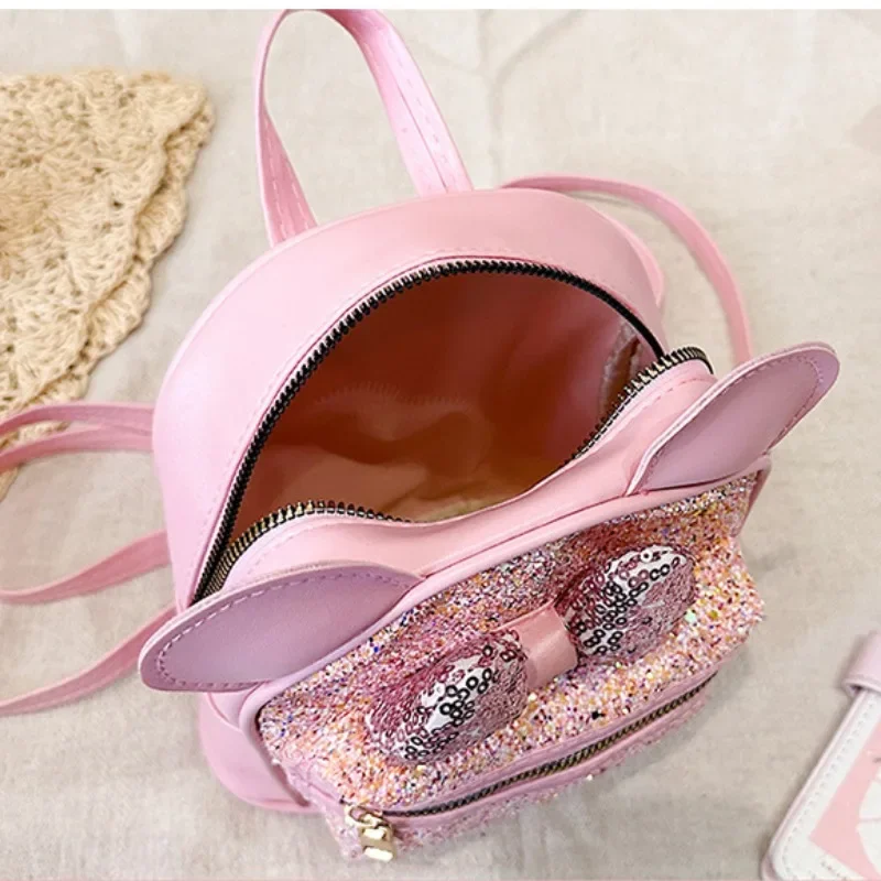 Cute Girl Sequined Bow Big Ear Backpack Large Capacity Fashion Cute Shiny Backpack Multi-color Children's Small Bag Kindergarten