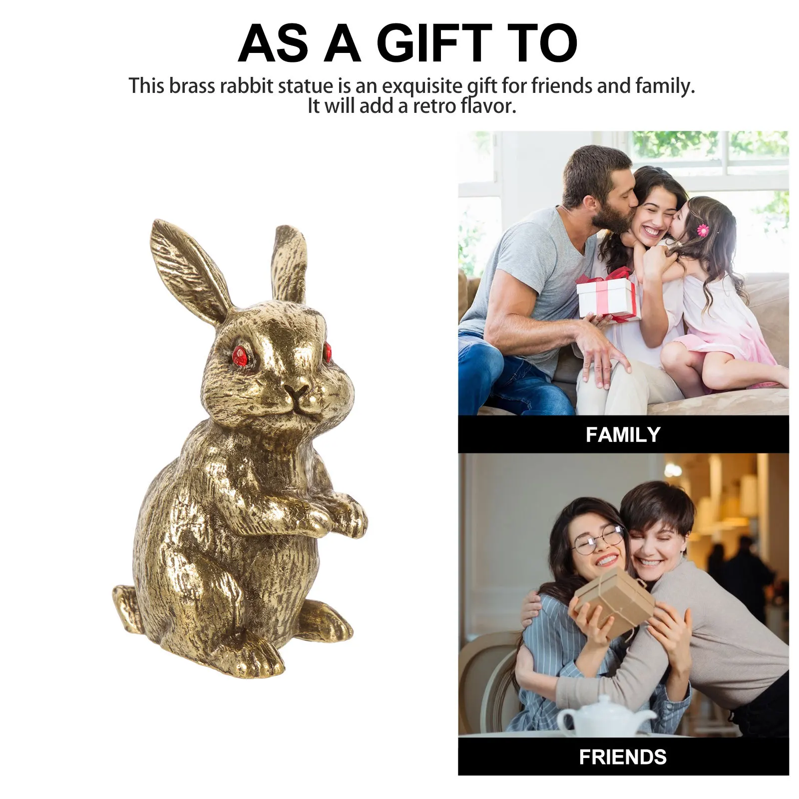 

Brass Bunny Small Decor Exquisite Desktop Ornament Vintage Rabbit Statue Office Table Animal Decoration Retro Brass Craft Statue