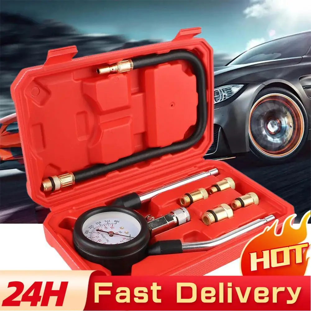 

Автоматический манометр, тестер сжатия бензинового двигателя, тестер сжатия топлива, цилиндр манометра 0-300, комплект, инструмент PSI V4R7
