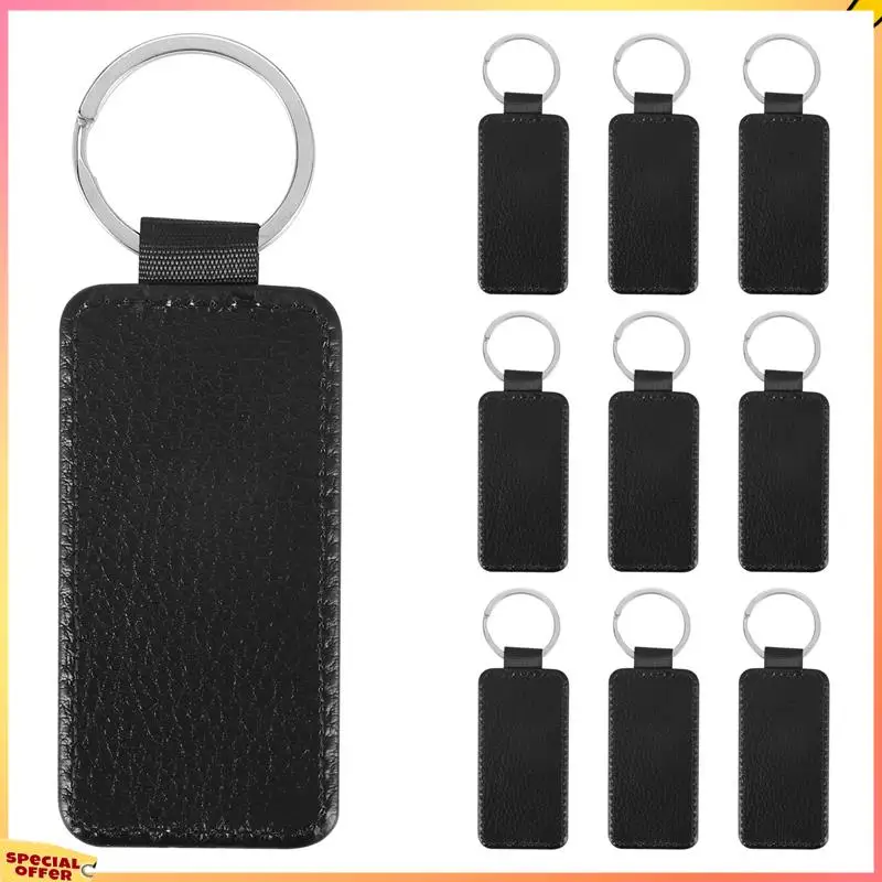 ABFI 10 peças chaveiro de couro retângulo em branco MDF chaveiro sublimação transferência de calor kit jóias fazendo