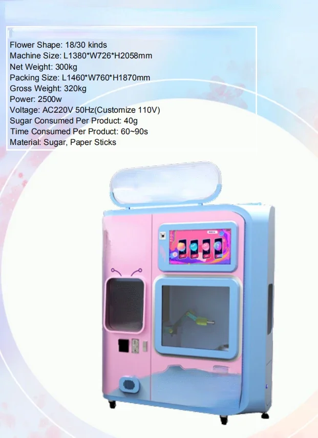 Direct card payment cotton candy vending machine is durable