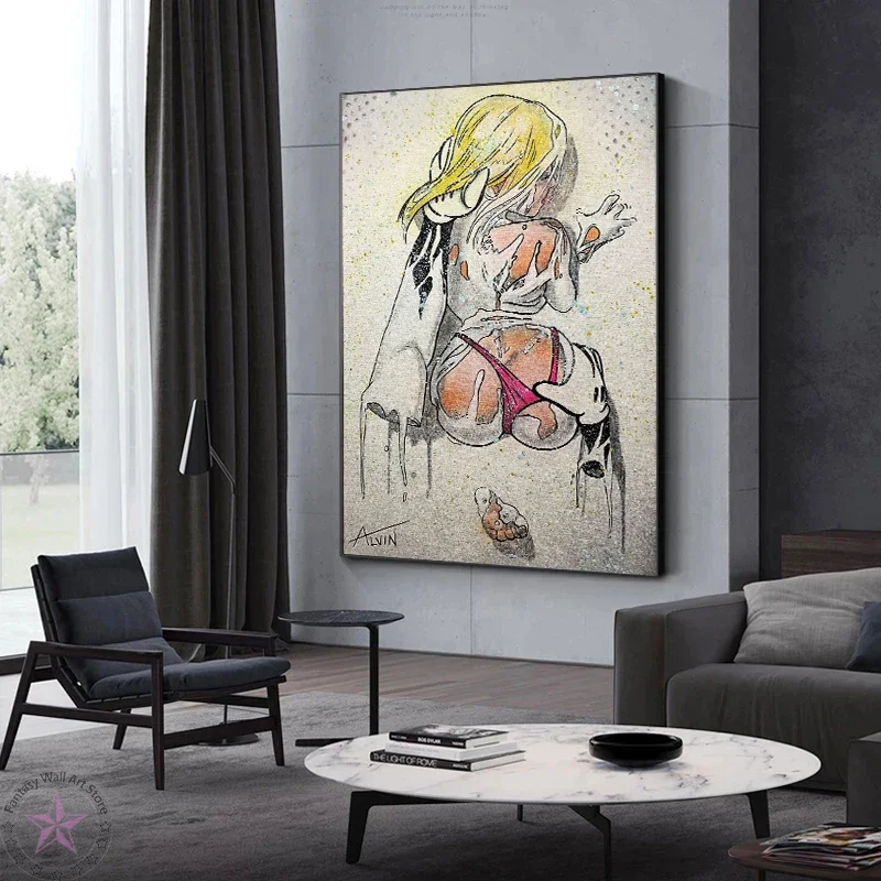 Sexy Anime Beauty Selfie Posters Prints Naked Girls Canvas Painting Abstract Cartoon Character Wall Art Picture Room Home Decor