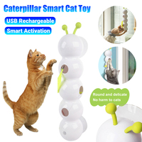 Interactive Cat Toy Intelligent Motion Activated Wack A Worm Post Toy with Tail Automatic Emerging From The Hole Teasing Cat Toy