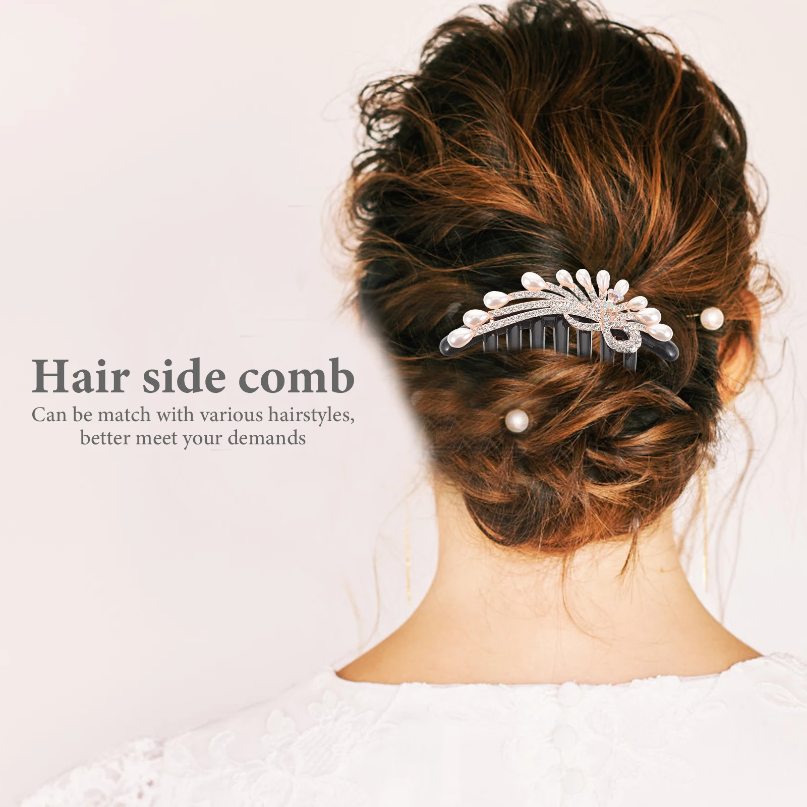

Elegant Pearl Rhinestone Hair Comb Clip for Women Lightweight Durable Metal Side Hairpin Decorative Accessories Prom