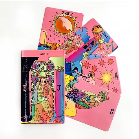 Pink Tarot Decks 78pcs Tarot Card Prediction Divination Tarot Deck English Version Oracles Deck Board Game Family Gathering Game