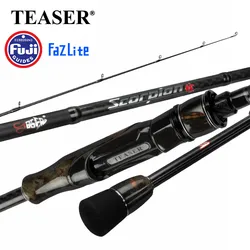 TEASER 1.98m-2.28m Spinning Casting Fishing Rod UltraLight Carbon Fiber Rod Pole 2 Section Fuji Part Fishing Pole Fishing Tackle