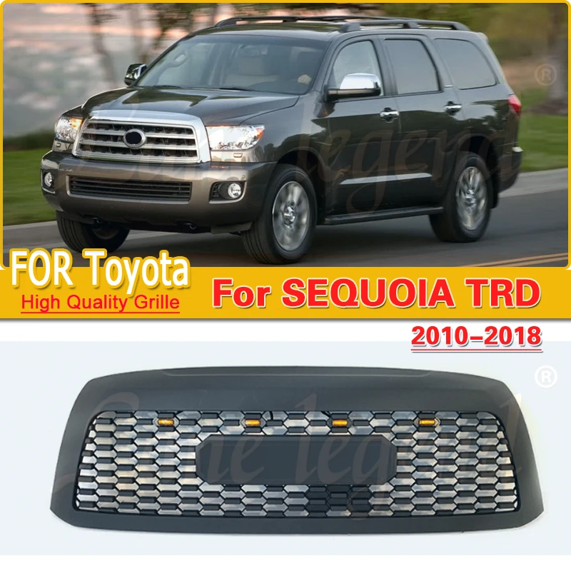 Car Racing Grills Bumper Mesh Front Grill Grilles ABS Automobile Refitting Accessories For Toyota Sequoia TRD 2010-2018