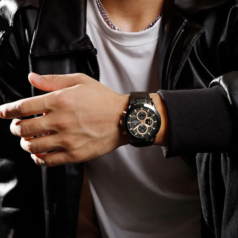 NAVIFORCE 2025 Men Watches 30m Waterproof Luminous Watch For Man High Quality GIfts Box Quartz Chronograph Leather Wristwatches