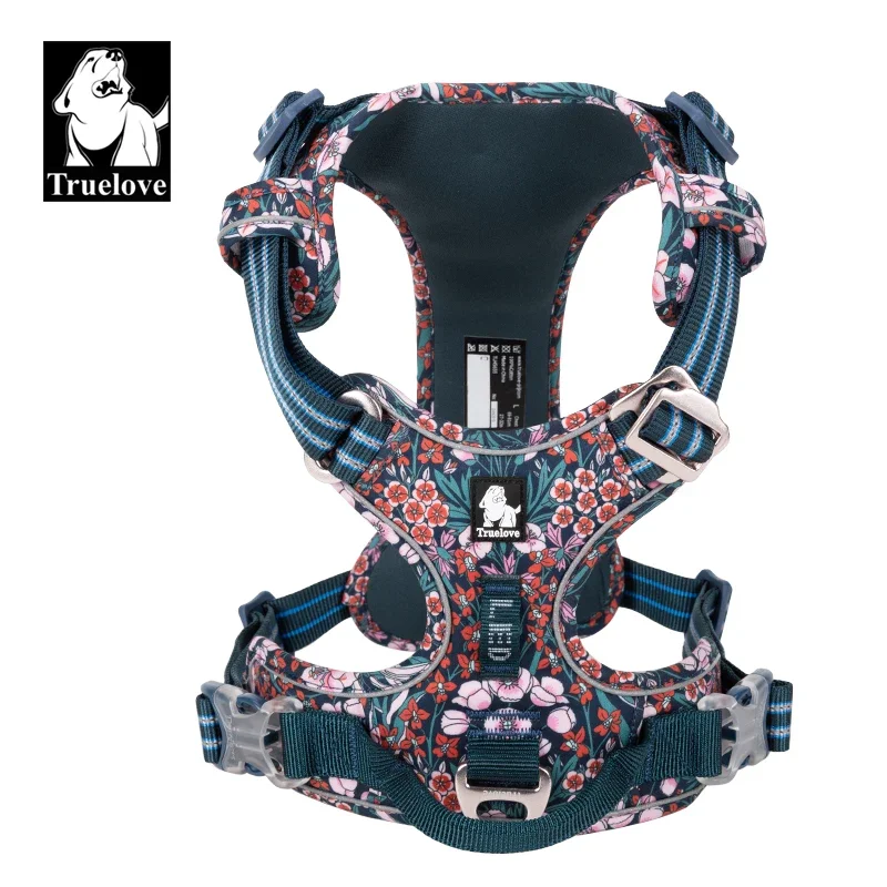 Truelove Pet Harness Floral No Pull Cotton Fabric Breathable And Reflective Soft Cats Dogs Small Medium Walking Running TLH5655_voghion.com