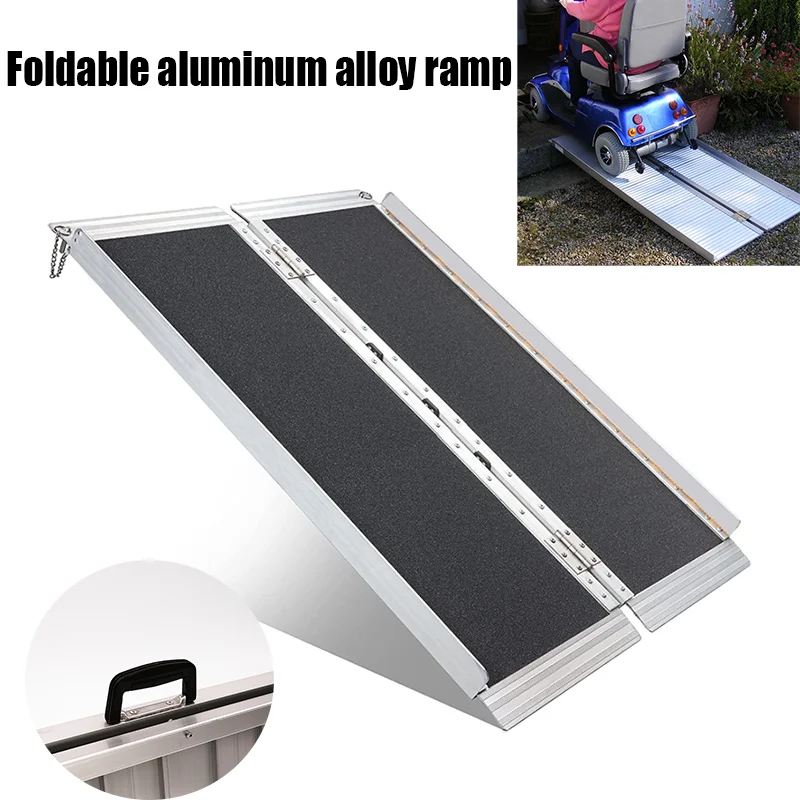 4FT Heavy Duty Loading Ramp Foldable Aluminum Ramps Non-Slip Mobility Handicap Threshold Ramps for wheelchair Scooter Motorcycle