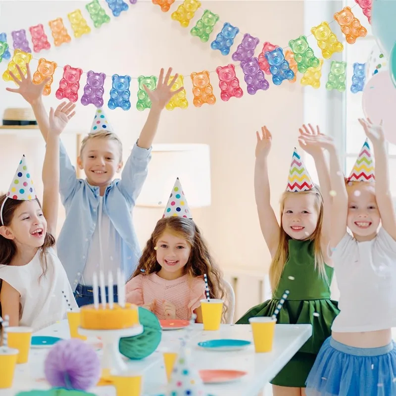 Bunte Candyland Party-Dekoration, Gummibärchen-Banner, Luftschlangen, Gummibonbons, Weihnachten, Babyparty, Kindergeburtstag, Hängedekoration – Detail 5