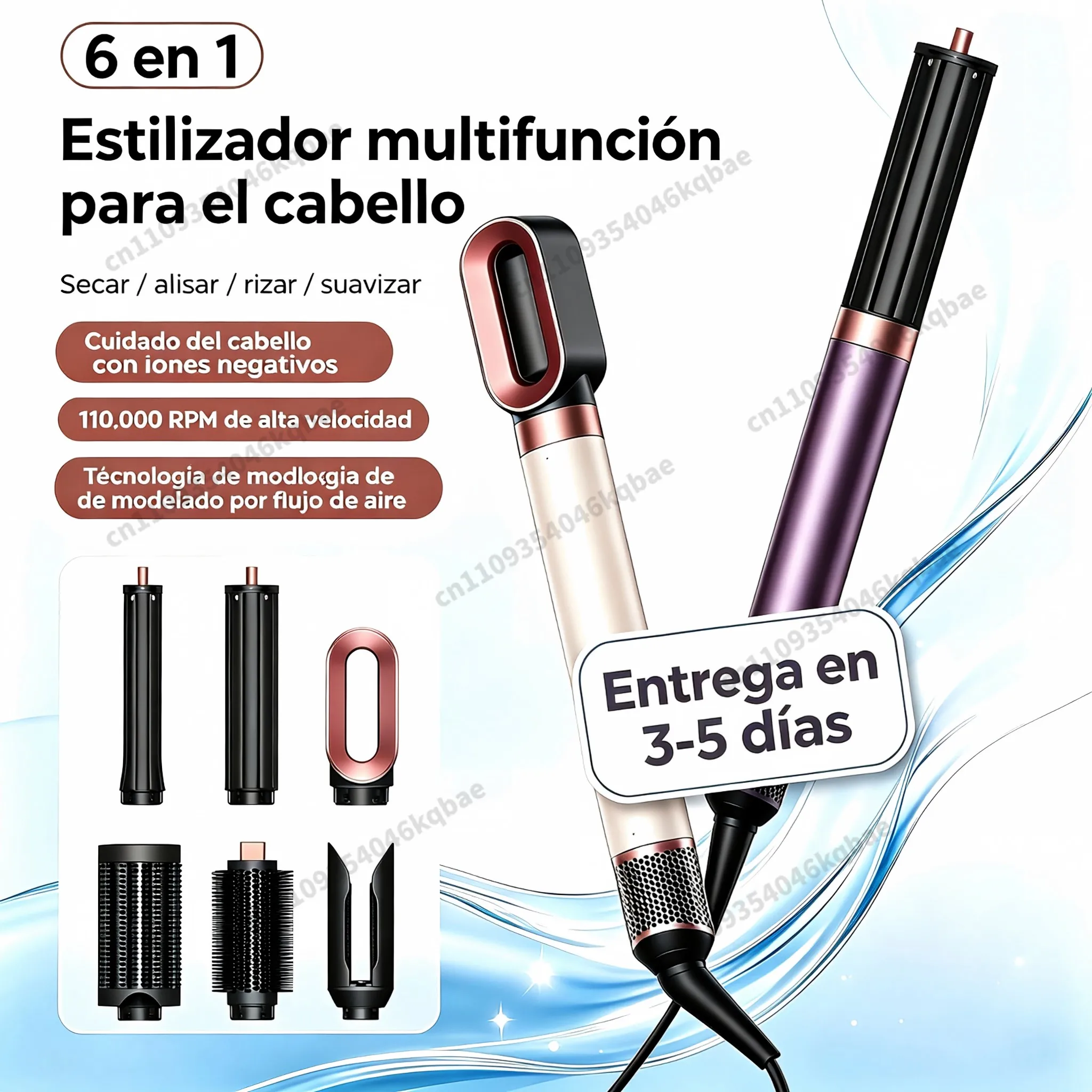 SenCiciMen, secador de pelo multifuncional con iones negativos, 1500 W, 6 en 1, con función de secado rápido, para crear rizos, dar volumen y alisar el cabello.