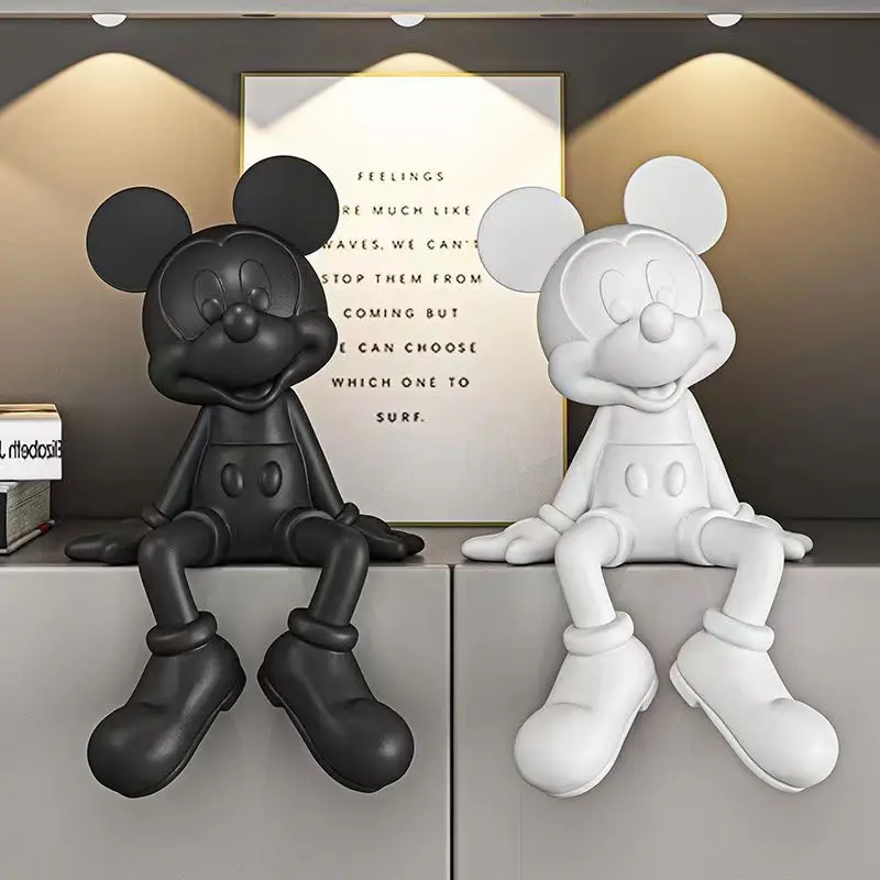 Disney Large Mickey Mouse Sitting Resin Movable Statue Series Model Statue Doll Home Bedroom Decoration Collection Model Gift