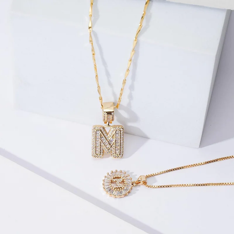 2 Pack Initial Letter Pendant Necklaces for Women Girls Gold Plated 26 Alphabet Necklace Gift Jewelry