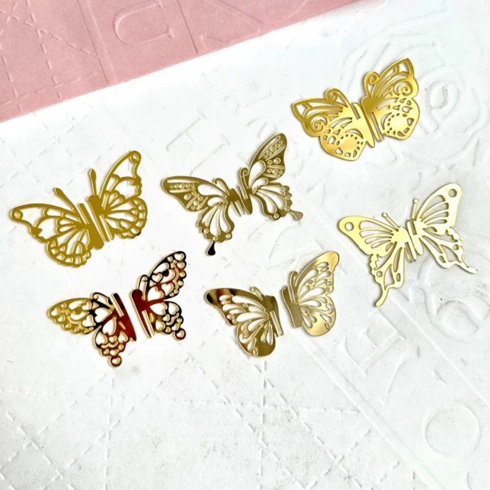 10PCS Acrylic Golden Butterfly Birthday Cake Decoration Baby Shower Cupcake Toppers Cake Decorating Tools Wedding Party Supplies