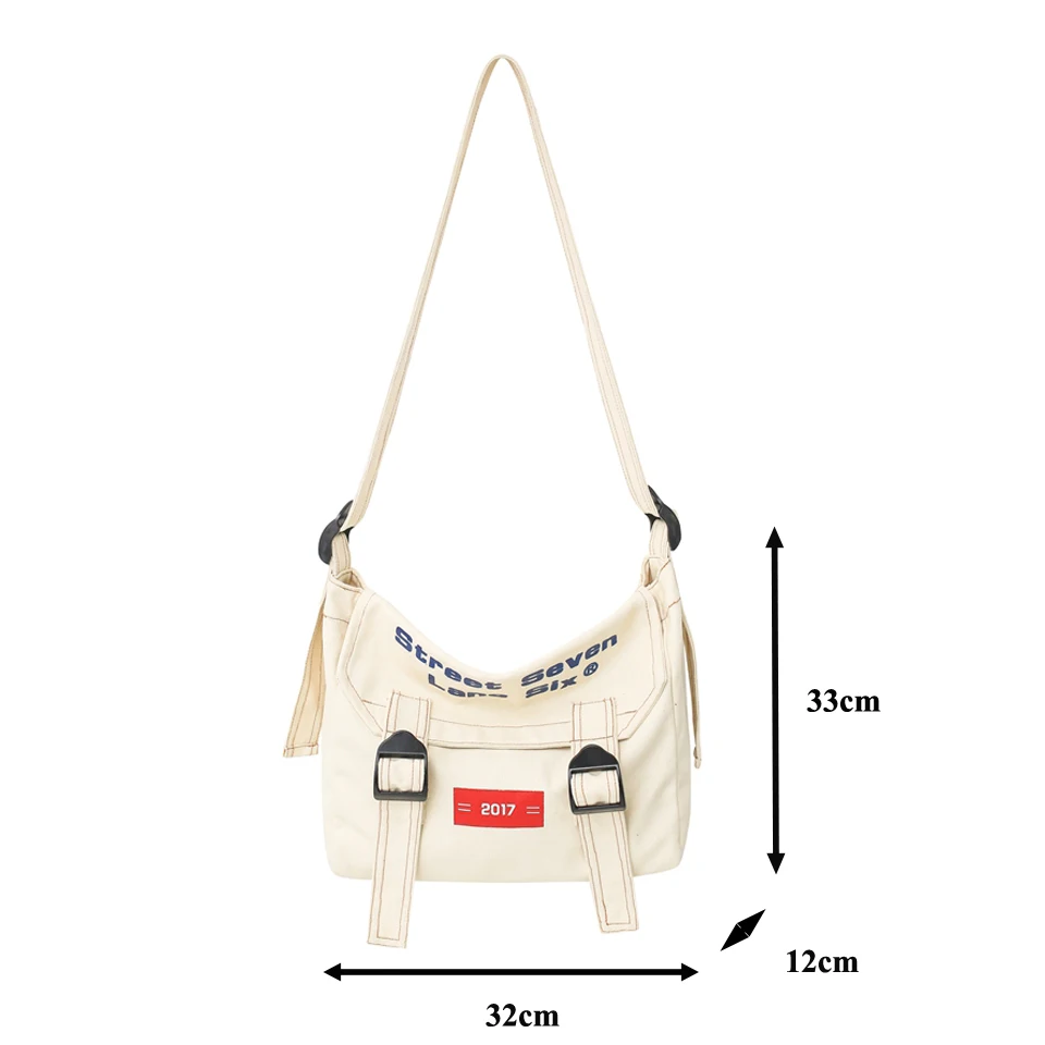 Letter Canvas Women\'s Bag Black Handbag High Capacity Shoulder Cross Bags Eco Bag Korean Shopper Messenger Bag Y2K Satchel Murse