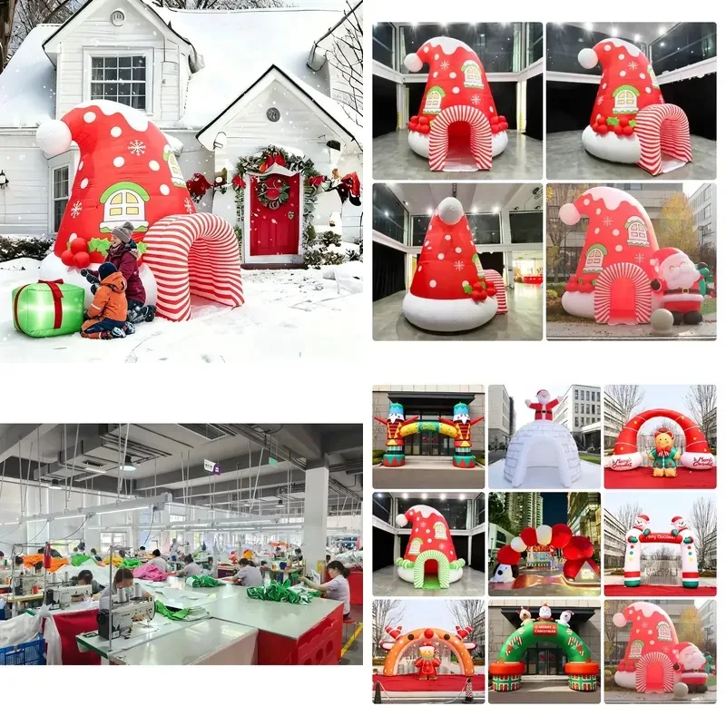 4.5M Giant Inflatable Christmas Hut Tent Customizable Outdoor Courtyard Decoration for Holiday Party Yard Display
