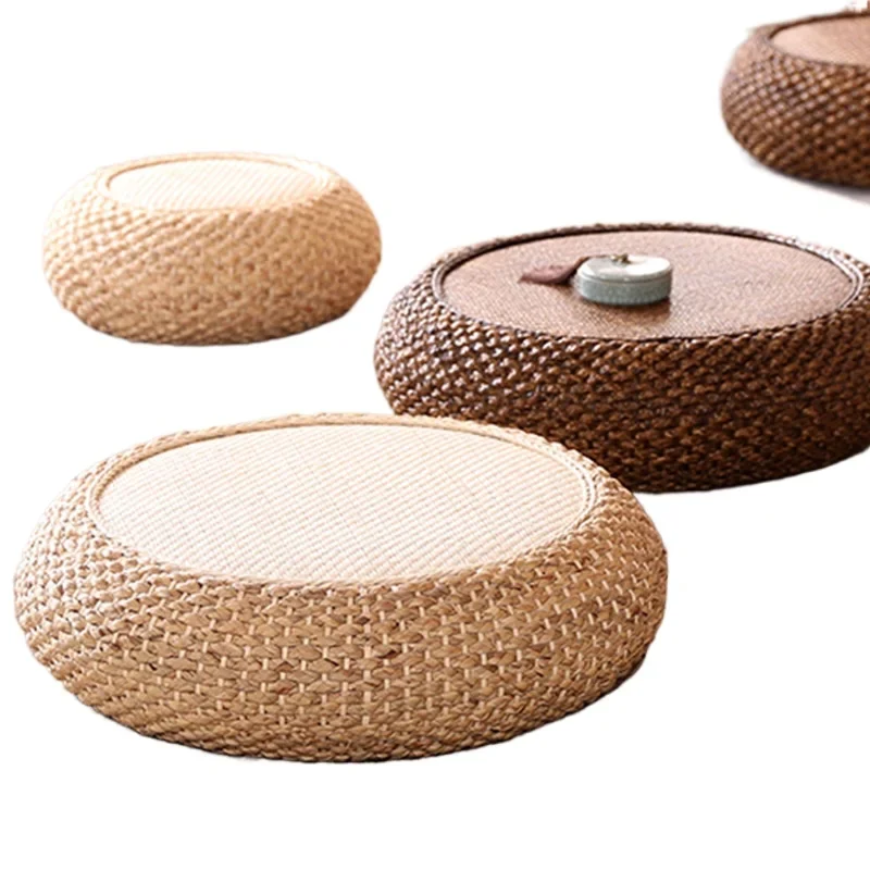 

Manal cushion Natural Weave Straw Pouf Tatami Mat Round Floor Cushions Rattan Futon Meditation Worship Cushion Yoga Japanese