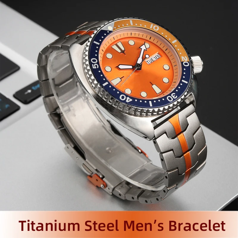 Titanium Steel Bracelet 22mm For Seiko No.5 Abalone Water Ghost Breitling Citizen Huawei Titanium Metal Men's 22mm Strap bands