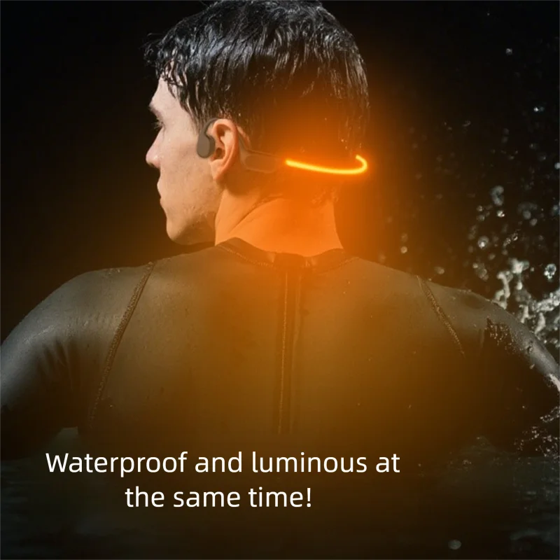 

Bone Conduction Wireless Bluetooth 6.0 Headphones Night Led Light 32GB Long-lasting Earphones IPX8 Waterproof for Sports Running