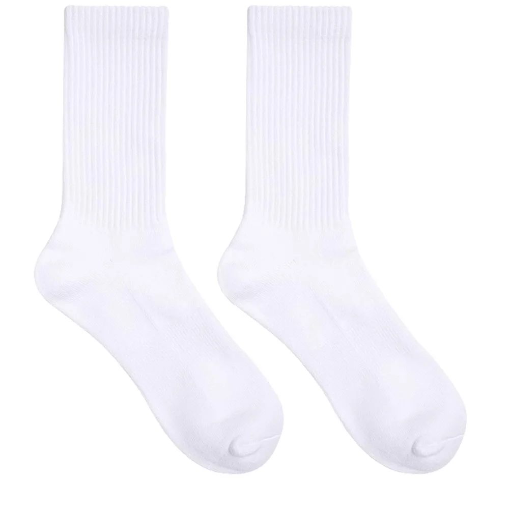 

Men's Black and White Pigment Solid Color Sports Basketball Fitness Socks High Tube Hair Bottom Four Seasons Socks