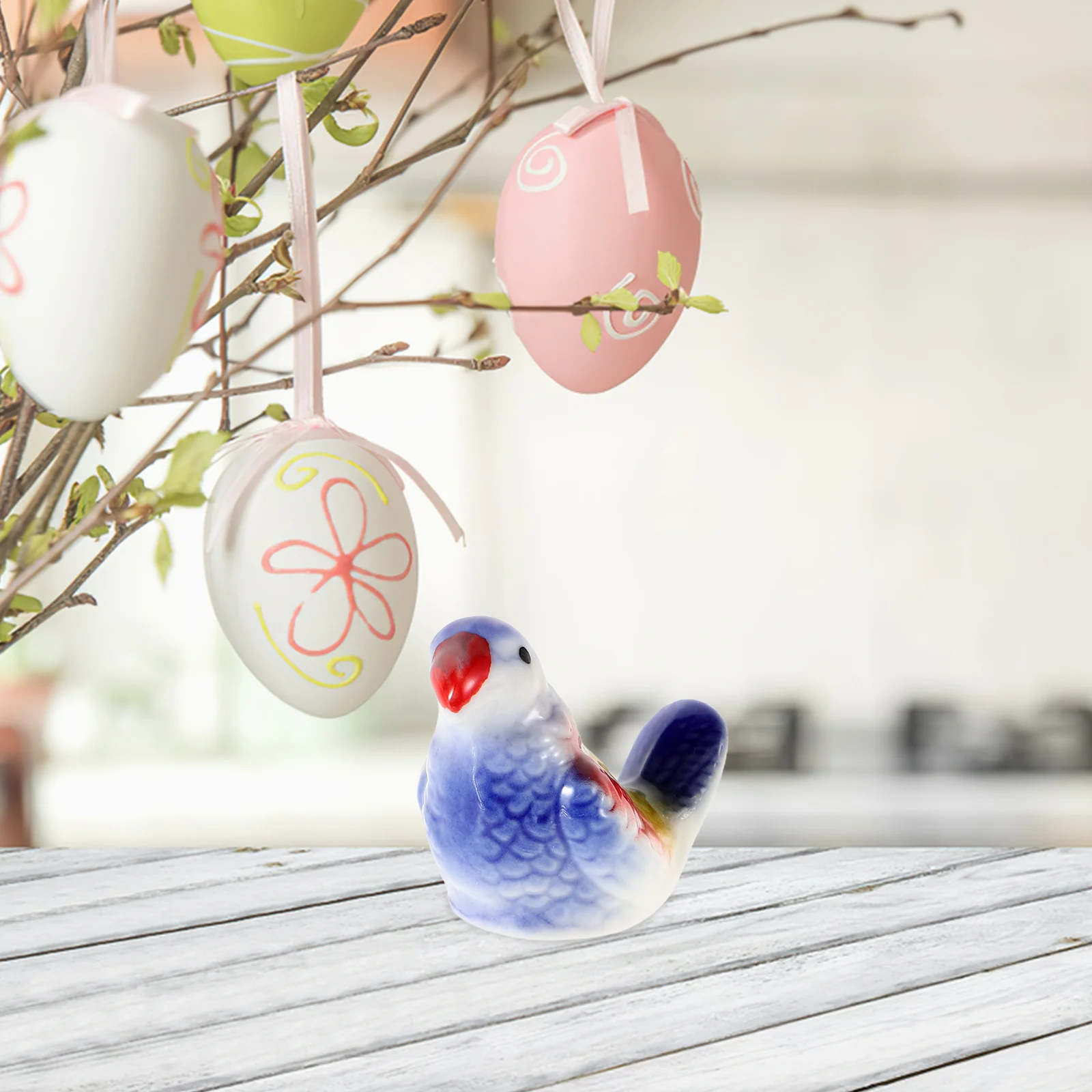 

2Pcs Ceramic Bird Ornaments Mini Parrot Statues Small Room Entryway Table Decoration Home Decor Accent