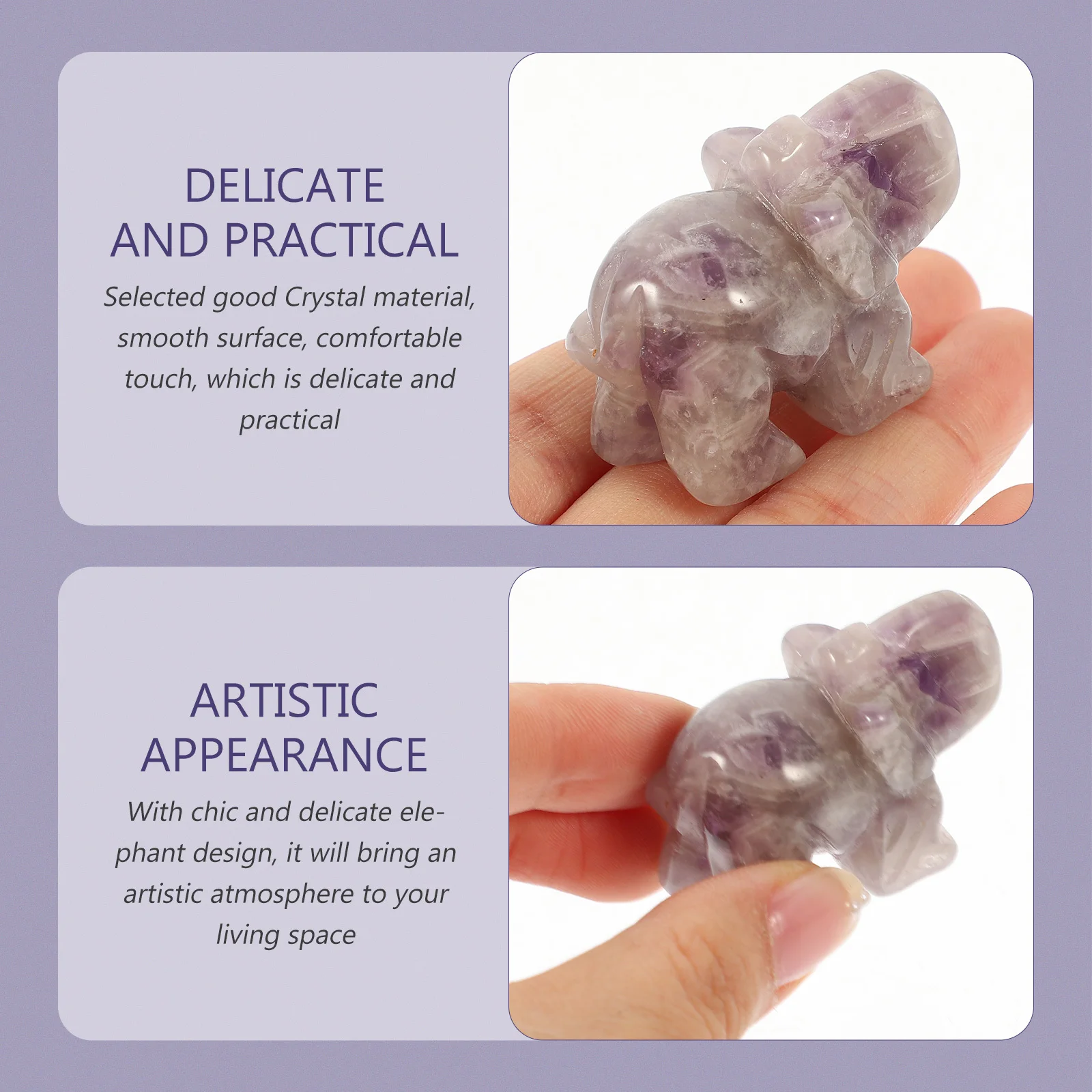 

Crystal Elephant Decoration Fine Craft Crystal Clear Design Compact Lightweight Desktop Cabinet Bedroom Office Ornament