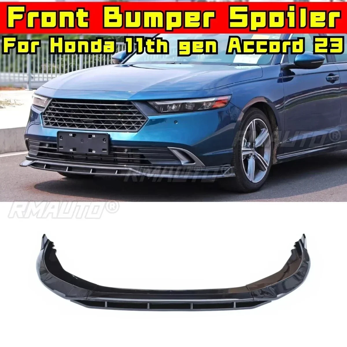 

Car Front Bumper Lip Diffuser Spoiler Glossy Black Modification Part for Honda 11th Gen Accord 2023 Bumper Protector Body Kit
