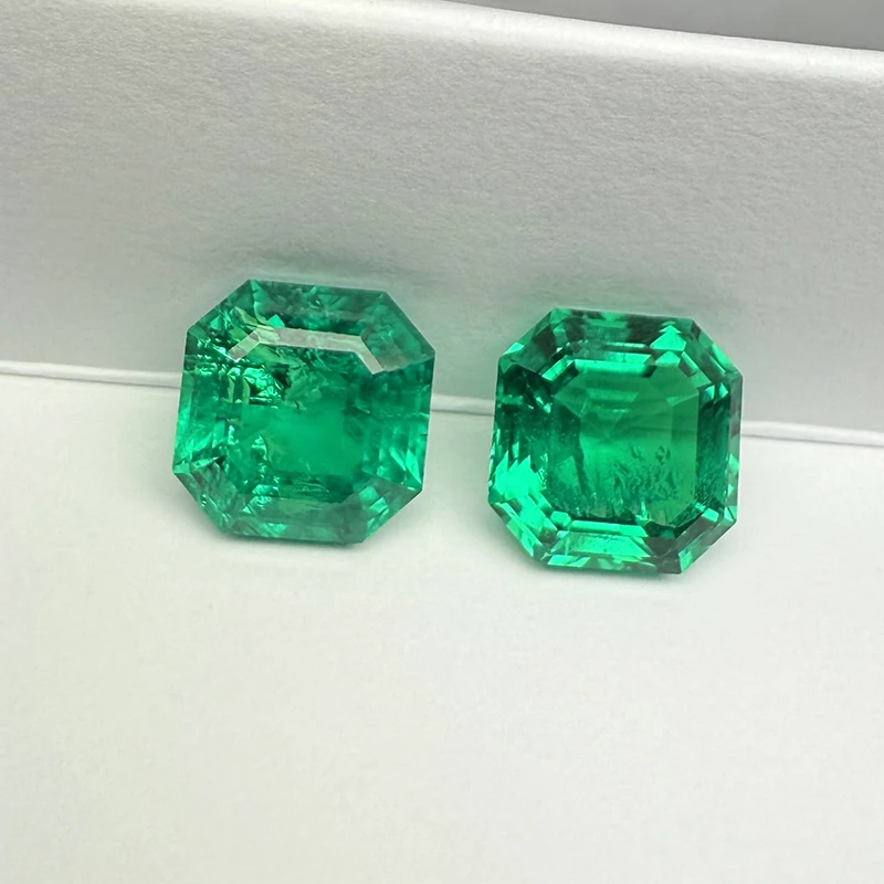 Top Hydrothermal Lab Grown Columbia Emerald Gemstone Asscher Cut Synthetic Emerald Stone With AGL Certificate