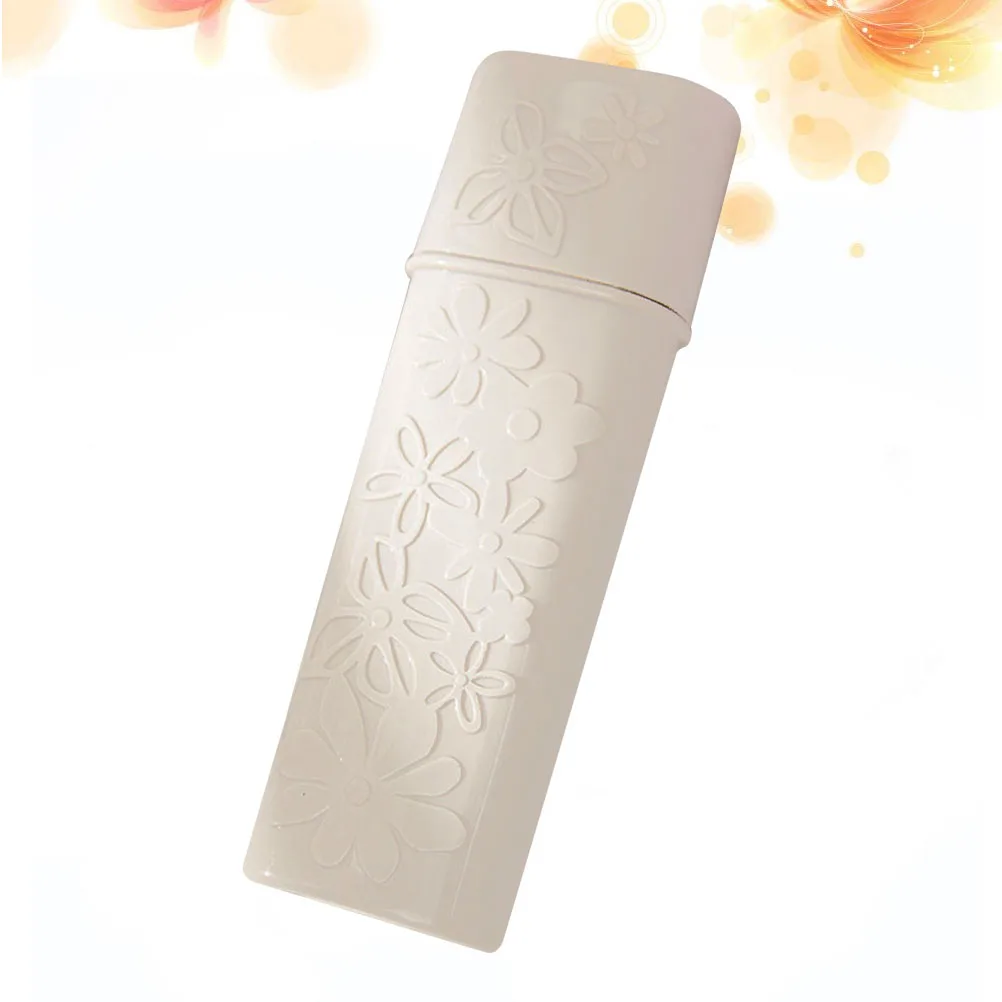 Estojo de escova de dentes compacto para viagem, suporte portátil para escova, protetor para acampamento, caminhadas, banheiro, bege