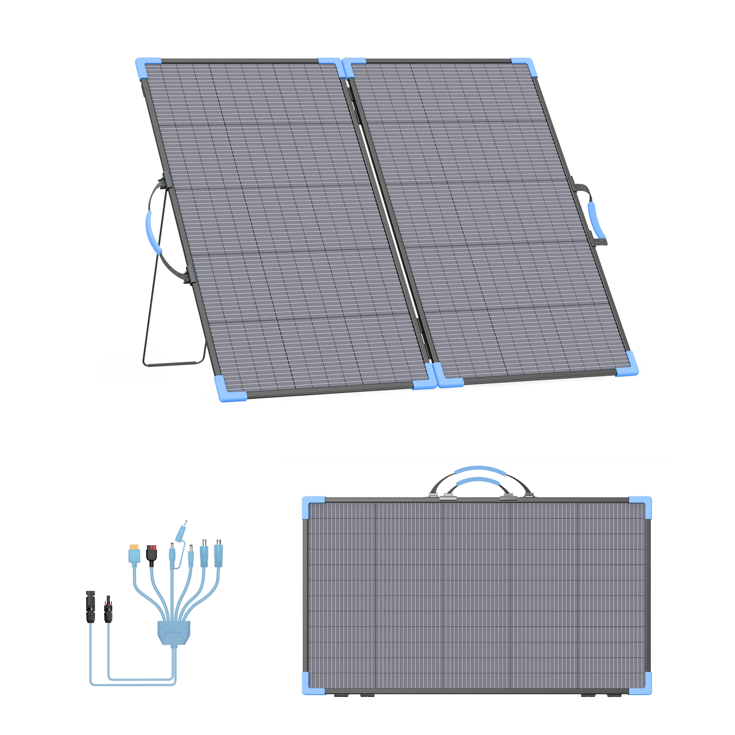 Image of E-POWO Faltbares Solarpanel-Koffer für Wohnmobil Camper Van Off-Grid-System Monokristallin 220W Bifazial Tragbares Solarladegerät