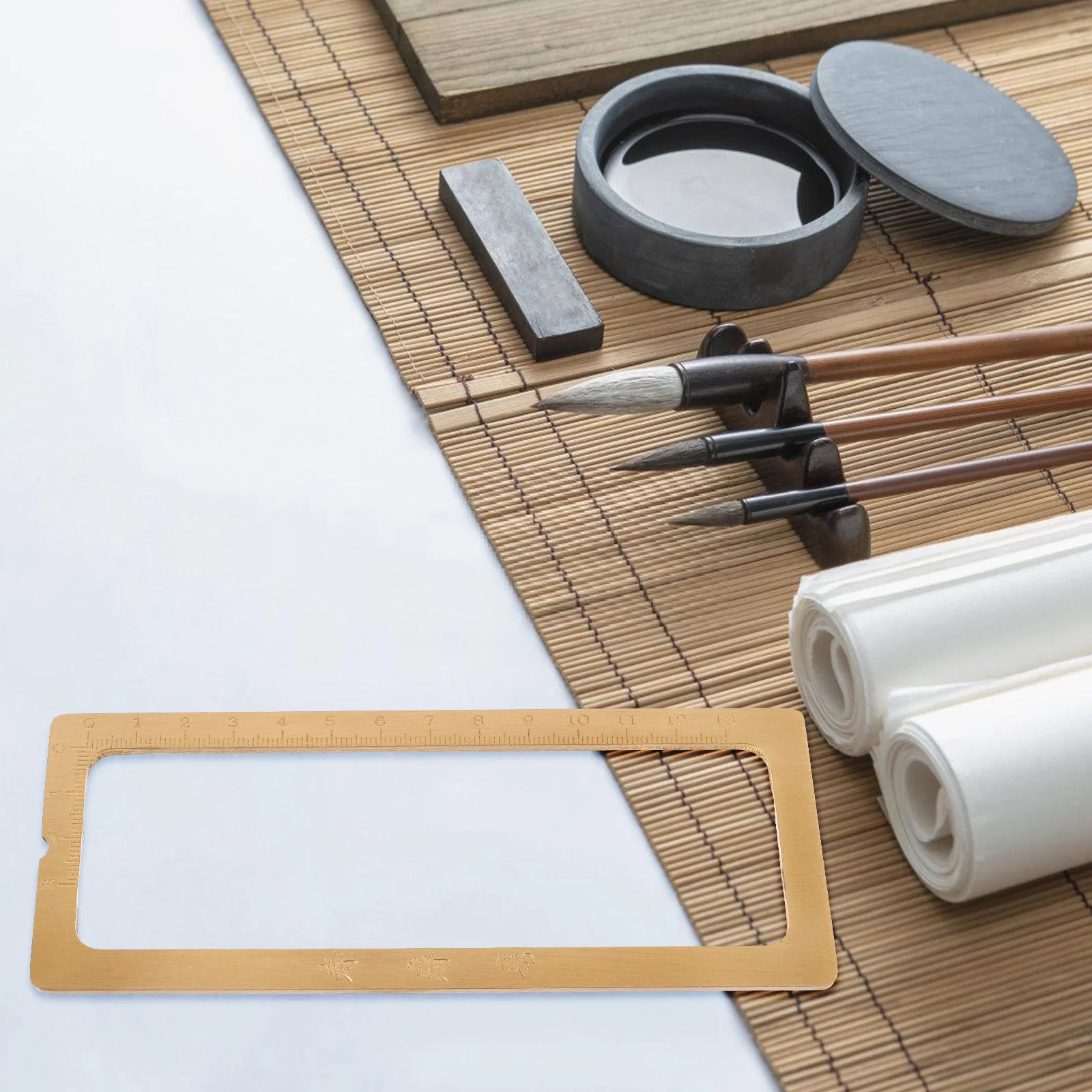 

Calligraphy Paperweight Brass with Scale Heavy Duty Writing Paper Weight for Office Study Desktop Decoration Supply