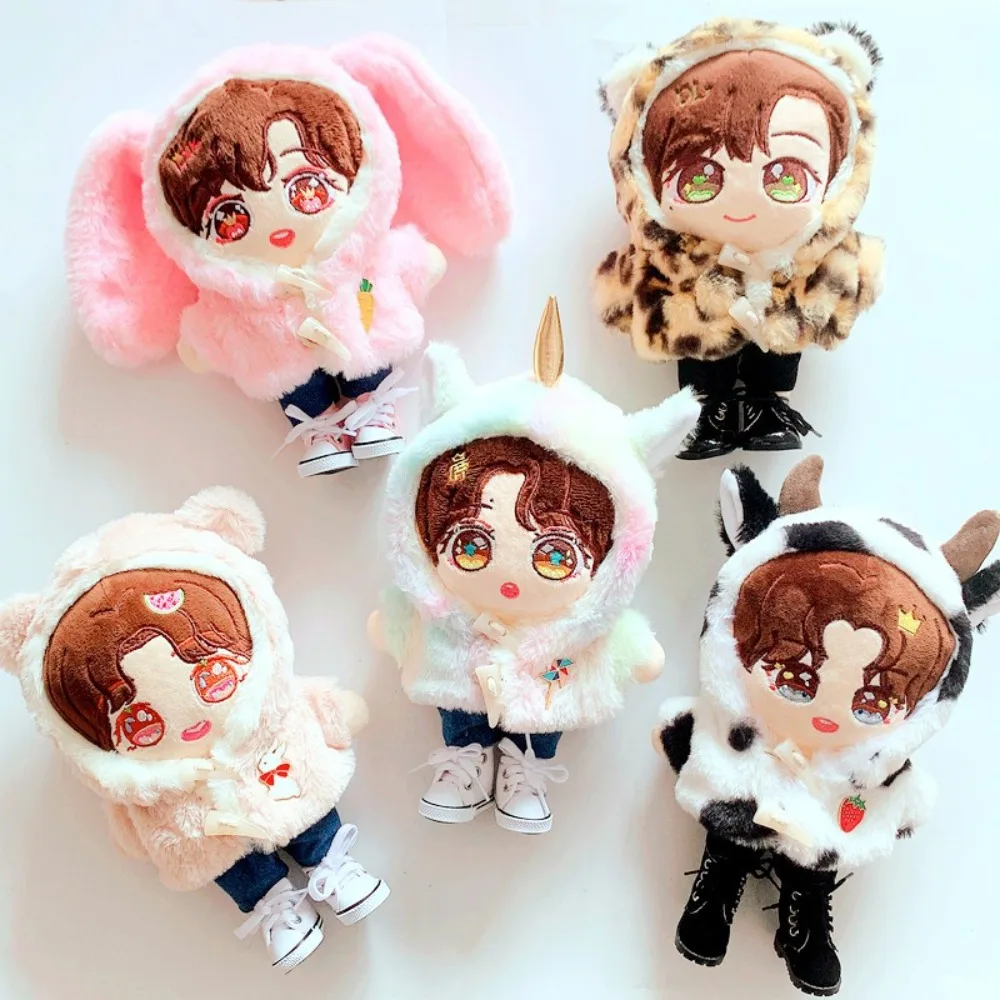 Idol Plush Rabbit Cow Unicorn Cotton Coat Fur Clothes Suit 20cm Clothing Doll Dress Up