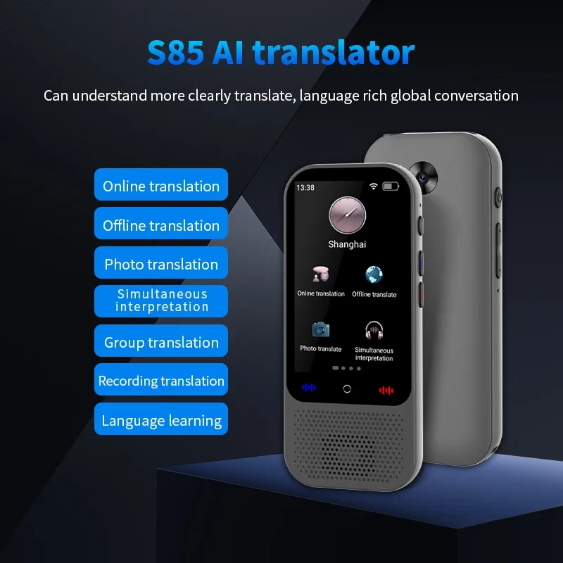 جهاز مترجم اللغة المحمول S80 Pro مع 138 لغة ترجمة صوتية 16 وظيفة ChatGPT للترجمة دون اتصال بالإنترنت