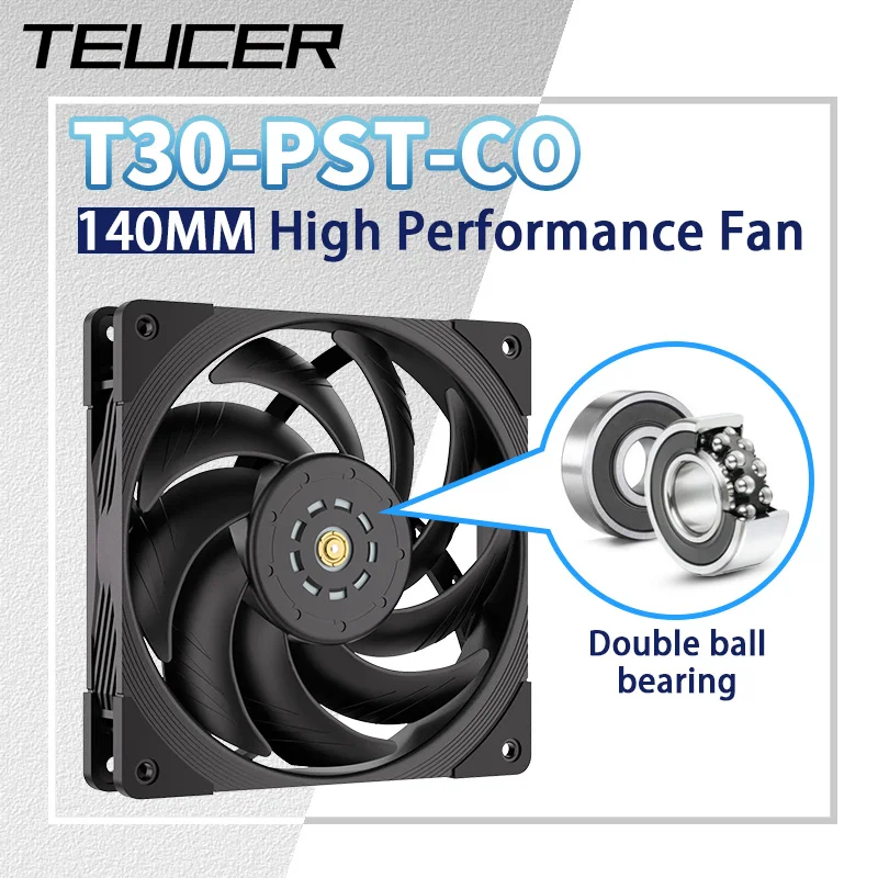 

Teucer T30 CO PST 14CM PC Case Fan Double Ball Bearing 400-2000rpm 12V/4Pin PWM MAX96.19CFM Gamer Computer Chassis Cooling Fan