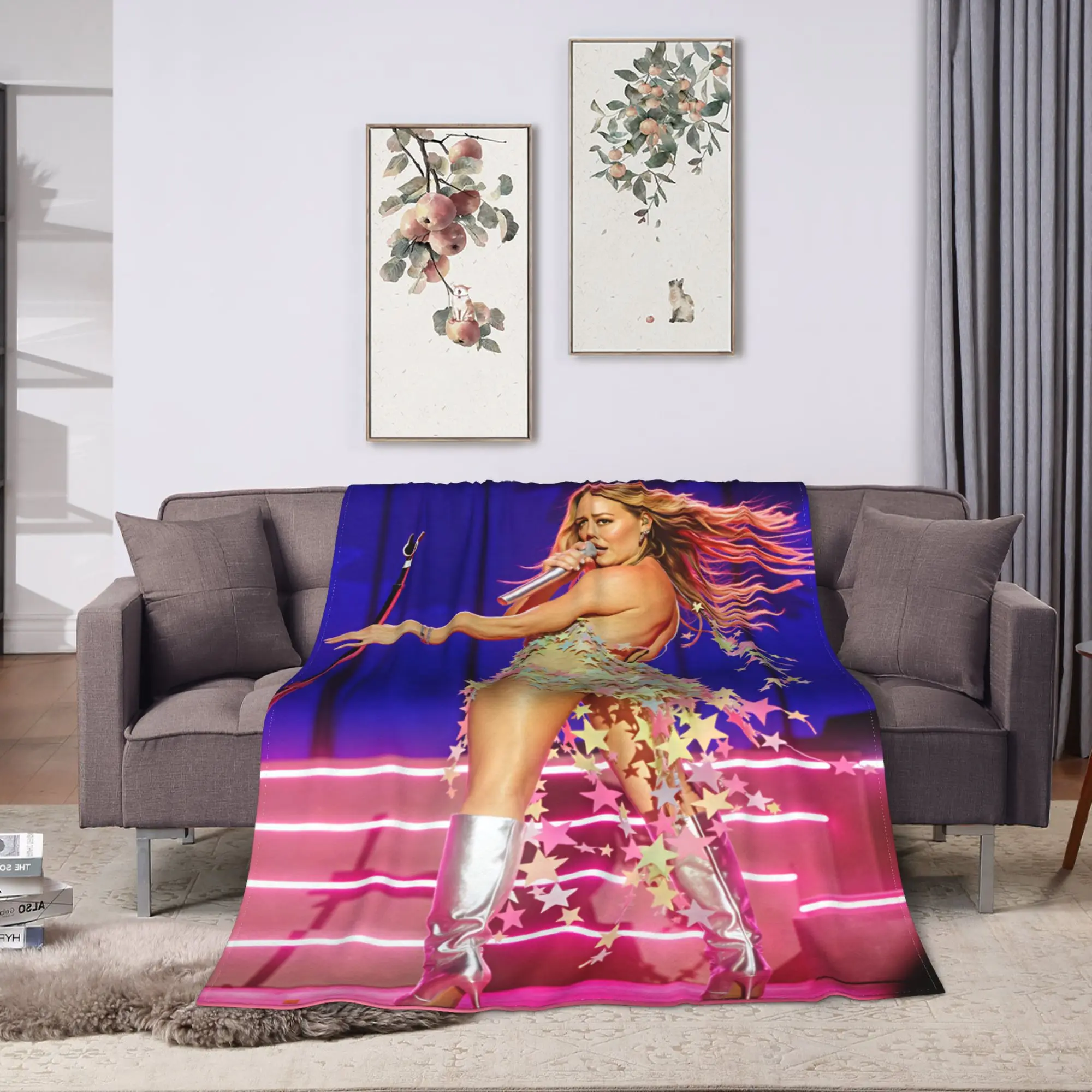 Hilary Duff Lucky Me Tour Blanket  Warm Novelty Plush Throw Blanket For Couch Chair Sofa Bed Picnic Flannel Bedspread Bed Cover