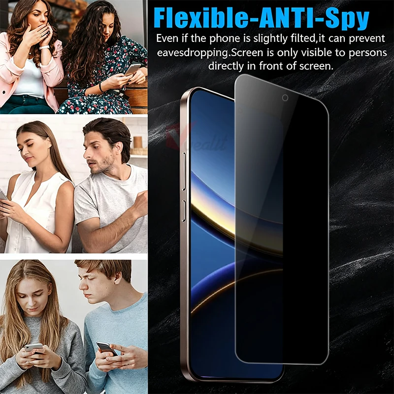 1-2 Stück Entsperren Privatsphäre gehärtetes Glas für Xiaomi Poco F7 Pro F8 Ultra Displayschutzfolie für Poco F8 Pro F7 Ultra Anti Spy Glas