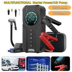 10000mAh Car Jump Starter Air Pump Power Bank Lighting Portable Air Compressor 4 In 1 Cars Battery Starters Auto Tyre Inflator