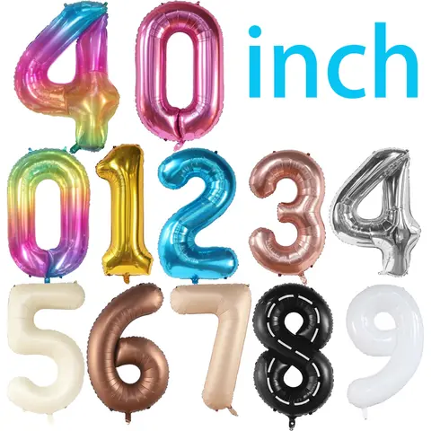 40 인치 큰 호일 생일 풍선 헬륨 번호 풍선 0-9 생일 축하 웨딩 파티 장식 샤워 대형 피규어 Globo