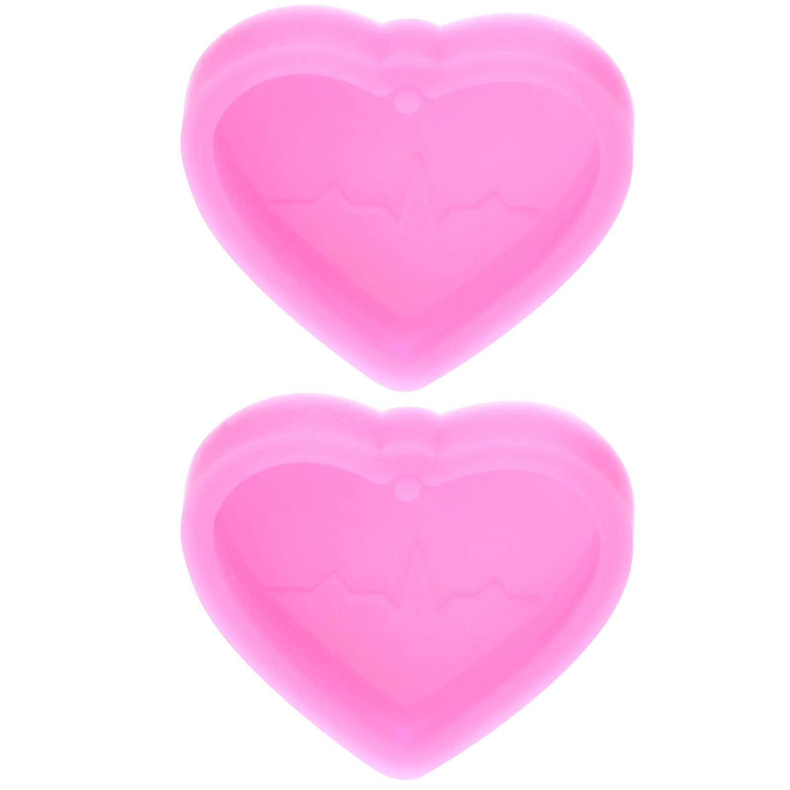 

2 Pcs Electrocardiogram Keychain Mold Molds Pendant Epoxy Jewelry Diy Pink Casting