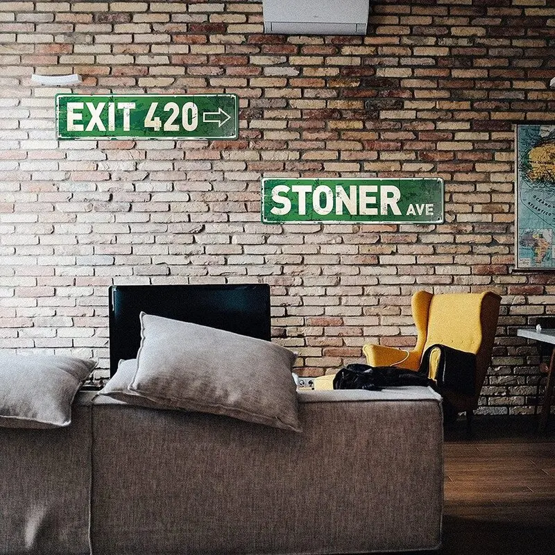 Five O Clock Somewhere Unique Metal Signs Exit 420 Street Plaque Rustic 16 X 4 Inches ELM st Wall Decor Stoner Ave Metal Plaque