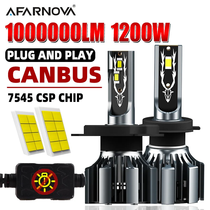 

H7 Car Headlight Bulbs H4 H11 LED CANBUS 1200W 1000000LM Turbo Headlamp Bulb 9005 9006 H1 H3 HB3 HB4 880 9007 9012 H13 Car light