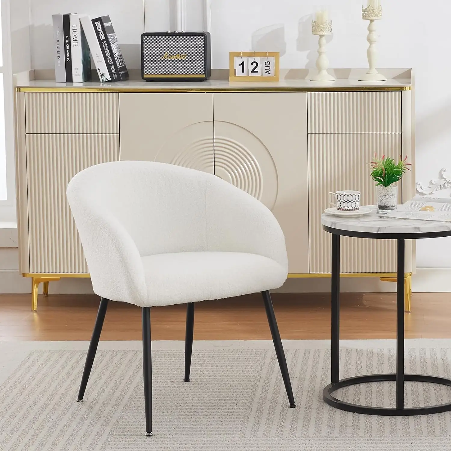 

Modern Accent Chair Metal Legs Comfy Decorative Living Room Dressing Bedroom Small White Customized