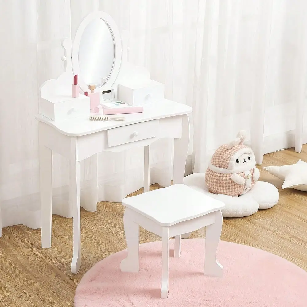 

Kids Vanity Set,Kids Pretend Play Kids Vanity,Girls Vanity Set With Stool Table Chair Vanity Set With Mirror Girls Makeup Dress