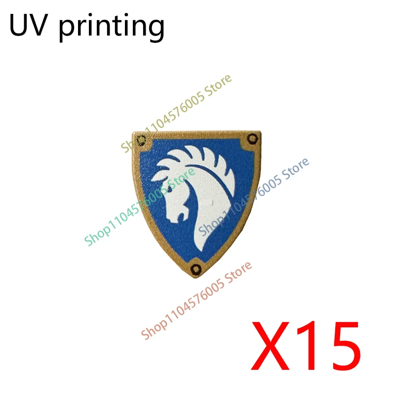 MOC Mittelalterliches Zubehör Bausteine Löwe Schwarzer Adler Dämon Drache Königreich Tempelritter Figuren Flagge Schild Spielzeug Geschenke T31