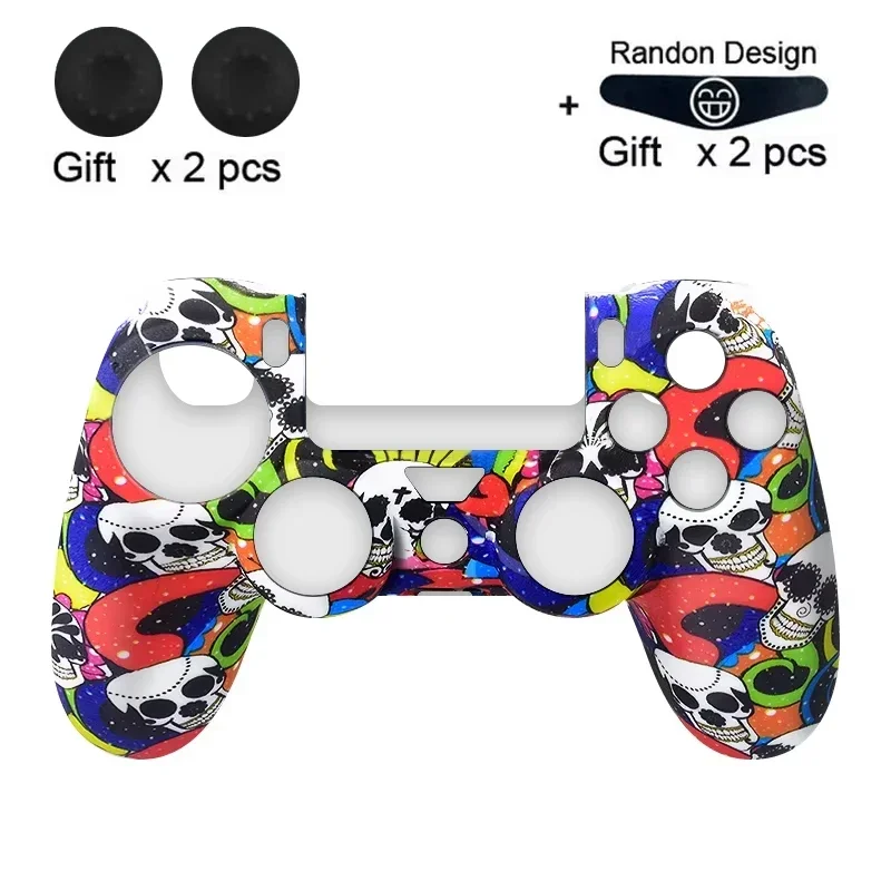 DATA FROG Full Protective Silicone Case for PS4 Pro Slim Controller Shockproof Cover with Joystick Caps